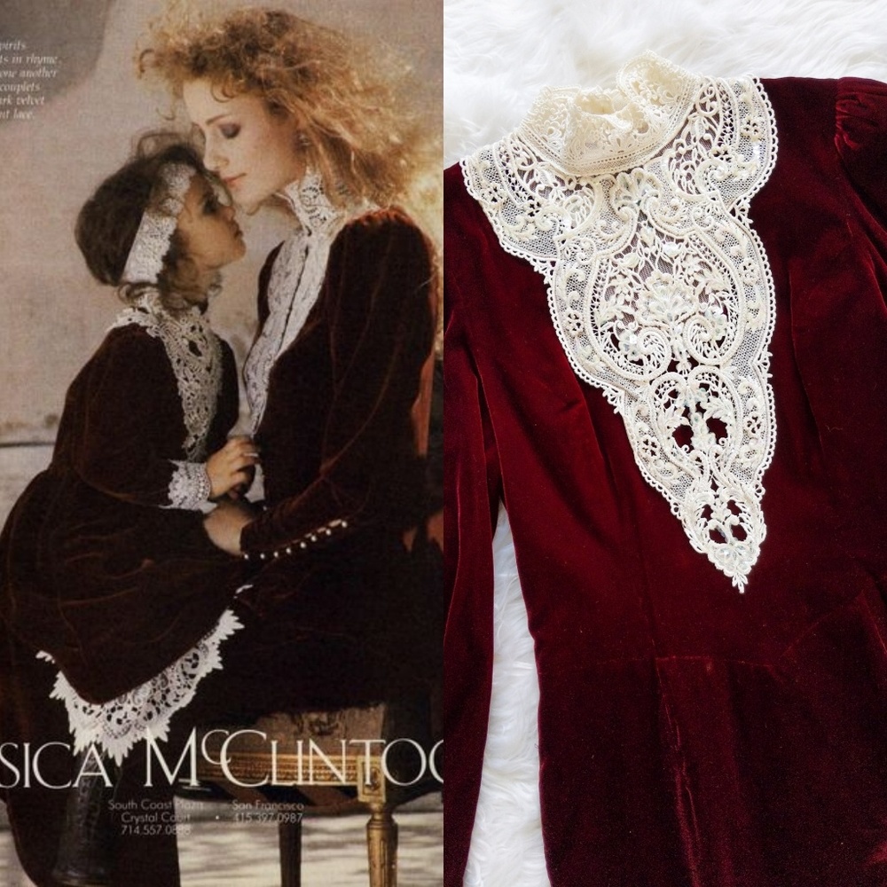 Jessica McClintock Victorian Style 80s Dress